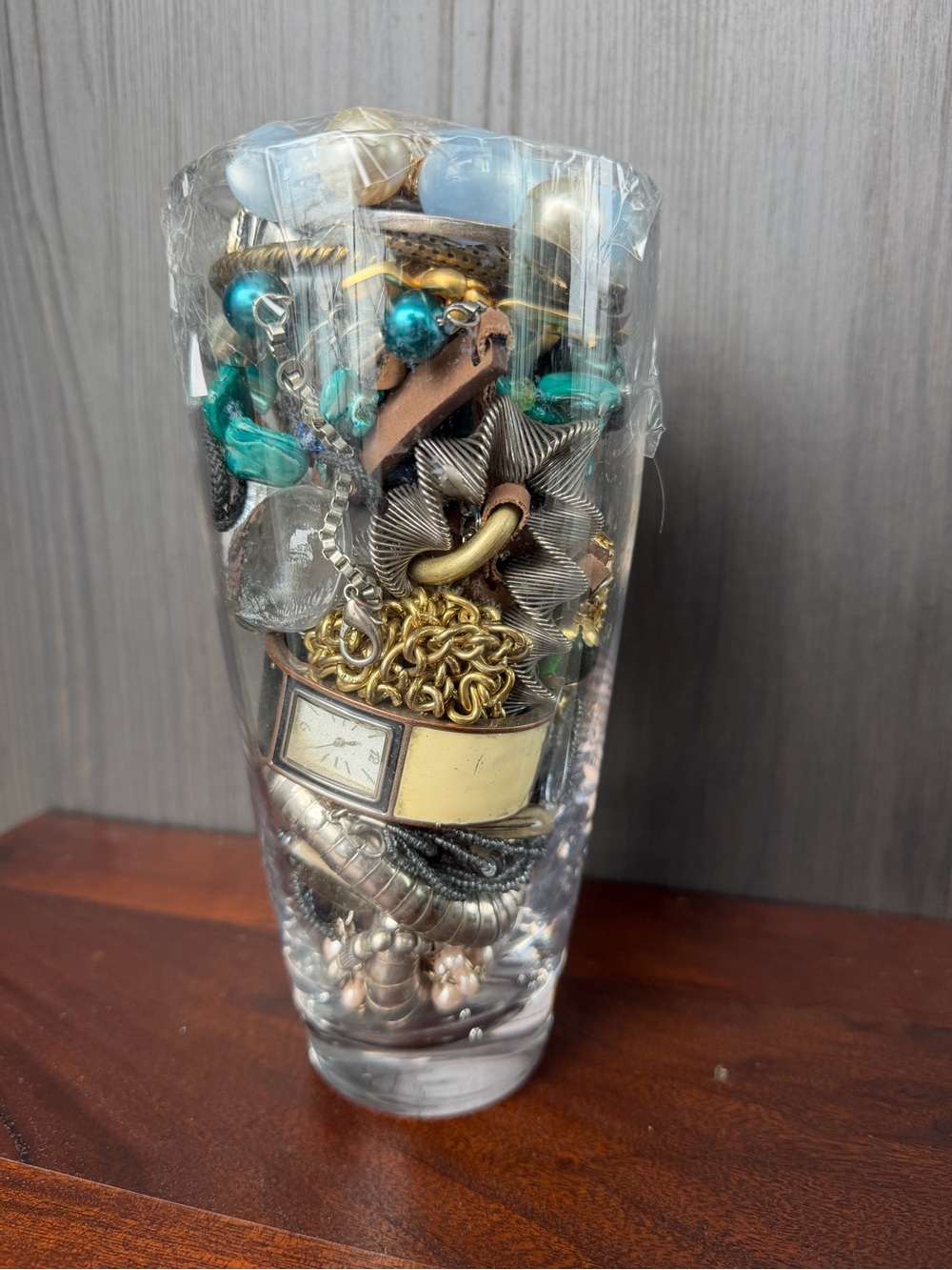 Mixed Costume Jewelry Lot - Gold, Silver, Teal Accents